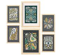Nacnic Set de 6 Laminas de ojo de estilo étnico. Cuadros decorativos estéticos para su sala de estar, dormitorio, hogar. Impresión de arte de pared. Tamaños A4 y A3 con marcos de madera ligera