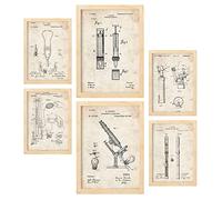 Nacnic Set de 6 láminas de Patentes Medicina. Pósters con Dibujos Retro de inventos Antiguos. Decoración de Interiores Estilo Vintage. Tamaños A4 y A3.