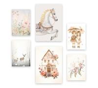 Nacnic Set de 6 Láminas de Romántico Posters. Habitacion infantil. Estampados decorativos estéticos para su sala de estar, dormitorio, hogar Tamaños A4 y A3