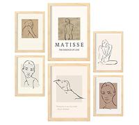 Nacnic Set de 6 Posters Belleza. Colección de láminas con estética Collage para la decoración de Interiores. Tamaños A3 y A4. con Marco de Madera.