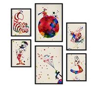 Nacnic Set de 6 Posters de Alicia y El Principito. Colección de láminas con estética Collage para la decoración de Interiores. Tamaños A3 y A4. con Marco Negro.