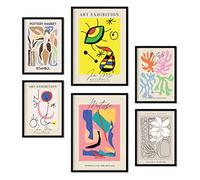 Nacnic Set de 6 pósters de Arte Abstracto. Colección de láminas con estética Collage para la decoración de Interiores. Tamaños A3 y A4. Marco Negro.