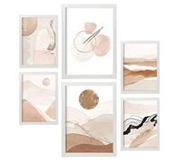 Nacnic Set de 6 Posters de Arte Abstracto. Colección de láminas con estética Collage para la decoración de Interiores. Tamaños A3 y A4. con Marco Blanco.