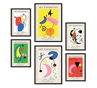 Nacnic Set de 6 posters de Arte Miró. Colección de láminas con estética collage para la decoración de interiores. Tamaños A3 y A4. Sin marco.