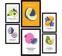 Nacnic Set de 6 Posters de Comida y Alimentación. Ambiente tropical. Láminas de Naturaleza y Nutrición para el Diseño y Decoración de Interiores. Tamaños A3 & A4, sin marcos.