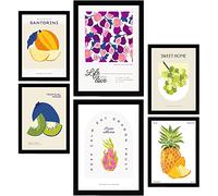 Nacnic Set de 6 Posters de Comida y Alimentación. Frutas Dulces. Láminas de Naturaleza y Nutrición para el Diseño y Decoración de Interiores. Tamaños A3 & A4, sin Marcos.