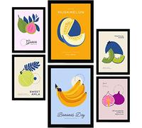 Nacnic Set de 6 Posters de Comida y Alimentación. Frutas tropicales. Láminas de Naturaleza y Nutrición para el Diseño y Decoración de Interiores. Tamaños A3 & A4, sin marcos.