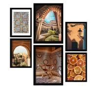 Nacnic Set de 6 Posters de fotografía de Andalucia Spain. Posters para decorar. Estampados decorativos estéticos para su sala de estar, dormitorio, hogar Tamaños A4 y A3 con marcos negros