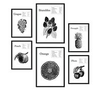 Nacnic Set de 6 pósters de Frutas. Colección de láminas con estética collage para la decoración de interiores. Tamaños A3 y A4. Sin marco.