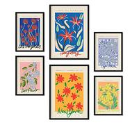Nacnic Set de 6 pósters de Galería Floral. Colección de láminas con estética Collage para la decoración de Interiores. Tamaños A3 y A4. Marco Negro.