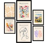 Nacnic ® Set de 6 Posters de Henri Matisse. Laminas para cuadros. Laminas decorativas pared. Decoración de Interiores. Posters A3 & A4, sin marcos.
