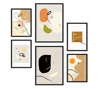 Nacnic Set de 6 posters de Minimalismo. Colección de láminas con estética collage para la decoración de interiores. Tamaños A3 y A4. Con marco negro.