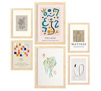 Nacnic Set de 6 Posters de Modernismo. Colección de láminas con estética Collage para la decoración de Interiores. Tamaños A3 y A4. con Marco Color Madera.
