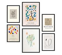 Nacnic Set de 6 posters de Modernismo. Colección de láminas con estética collage para la decoración de interiores. Tamaños A3 y A4. Con marco negro.