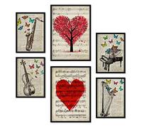 Nacnic Set de 6 posters de Música vintage. Colección de láminas con estética collage para la decoración de interiores. Tamaños A3 y A4. Sin marco.