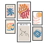 Nacnic Set de 6 posters de Naranja y azul. Colección de láminas con estética collage para la decoración de interiores. Tamaños A3 y A4. Sin marco.