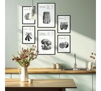Nacnic Set de 6 posters de Vegetales. Colección de láminas con estética collage para la decoración de interiores. Tamaños A3 y A4. Sin marco.