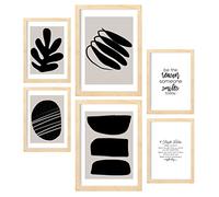 Nacnic Set de 6 Posters En Blanco y Negro. Colección de láminas con estética Collage para la decoración de Interiores. Tamaños A3 y A4. con Marco de Madera.
