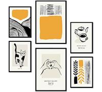 Nacnic Set de 6 Posters en Tinta Negra. Hogar. Láminas Artísticas y Abstractas para el Diseño y Decoración de Interiores. Tamaños A3 & A4, sin Marcos.
