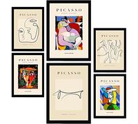 Nacnic Set de 6 Posters en Tinta Negra. Mujeres. Láminas Artísticas del Mar y Océano para el Diseño y Decoración de Interiores. Tamaños A3 & A4, Marcos Negros.