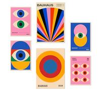 Nacnic Set De 6 Pósters Geometrico Bauhaus Formas Y Ojos Ilustración De Diseño Para Decorar Las Paredes Del Hogar Habitaciones A3 Y A4 Sin Marco