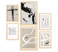 Nacnic Set de 6 Posters Kline. Colección de láminas con estética Collage para la decoración de Interiores. Tamaños A3 y A4. con Marco de Madera.