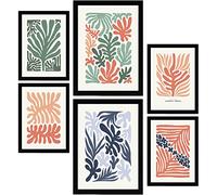 Nacnic Set de 6 Posters Minimalismo en Colores Pastel. Patrones de planta. Láminas de Paisajes y Naturaleza para el Diseño y Decoración de Interiores. Tamaños A3 & A4, sin marcos.