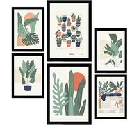 Nacnic Set de 6 Posters Minimalismo en Colores Pastel. Plantas de Desierto. Láminas de Paisajes y Naturaleza para el Diseño y Decoración de Interiores. Tamaños A3 & A4, Marcos Negros.