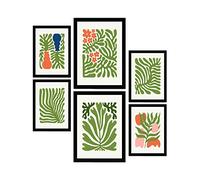 Nacnic Set de 6 Posters Minimalismo en Colores Vibrantes. Perenne. Láminas de Paisajes y Naturaleza para el Diseño y Decoración de Interiores. Tamaños A3 & A4, Marcos Negros.