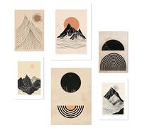 Nacnic Set De 6 Pósters Montañas Geometricas, Vintage Marron, Negro Y Tonos Tierra Ilustración De Diseño Para Decorar Las Paredes Del Hogar Habitaciones A3 Y A4 Sin Marco