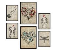 Nacnic Set de 6 posters Texto vintage. Colección de láminas con estética collage para la decoración de interiores. Tamaños A3 y A4. Sin marco.