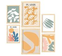 Nacnic Set de 6 Posters Vegetación. Colección de láminas con estética Collage para la decoración de Interiores. Tamaños A3 y A4. con Marco de Madera.