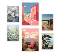 Nacnic Set de 6 Tranquilidad relajante Posters. En Estilo ecléctico. Estampados decorativos estéticos para su sala de estar, dormitorio, hogar Tamaños A4 y A3