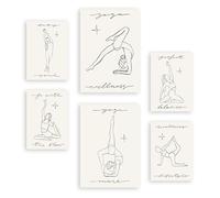 Nacnic Set de 6 Yoga musula 3 Posters. En Muse de yoga inspirada. Estampados decorativos estéticos para su sala de estar, dormitorio, hogar Tamaños A4 y A3