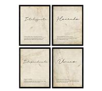 Nacnic Set de cuatro láminas con definiciones de Palabras para mi pareja novio Fondo vintage nórdico Poster en tamaño A3 Enmarcado