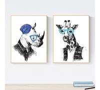 Nacnic Set de Dos láminas Animales Ilustrados. Pack de Dos Poster para enmarcar con Ilustraciones de Animales.