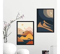 Nacnic Set de dos posters de paisajes abstractos. Pack de láminas Noche con diseños a color inspirados en paisajes reales. Tamaño A3 con marco