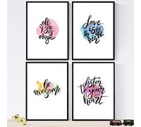 Nacnic Set de láminas con mensajes felices y coloridos. Pack de posters 'Magic'. Tamaño A3 con marco