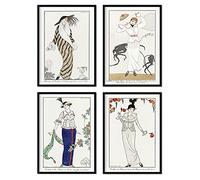 Nacnic Set de láminas Vintage Mujeres. Pósters con las ilustraciones Art Decó del artista francés George Barbier. Decoración de interiores. Tamaño A3.