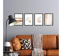 Nacnic Set de posters de arte abstracto. Láminas con formas y figuras abstractas. Decoración de interiores con tonos marrones. Tamaño A4
