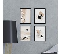 Nacnic Set de posters de arte abstracto. Láminas con formas y figuras abstractas. Decoración de interiores con tonos marrones. Tamaño A3 con marco