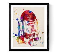 Nacnic stampa artistica in stile acquarello tema Guerre Stellari personaggio R2-D2. Immagini film Star Wars su Carta da Decorazioni domestiche e camerette bamibini. Colori vivaci.