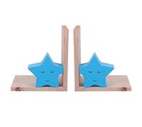 Nacnic Sujetalibros Decorativo Infantil con diseño de Estrellas Azules | Sujetalibros para Niños en Estilo Nórdico | Soportes de Madera para Libros y Estanterías | Book Stand