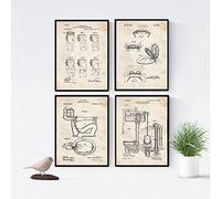 Nacnic Vintage - Pack de 4 Láminas con Patentes del Vater. Set de Posters con inventos y Patentes Antiguas. Elije el Color Que Más te guste. Tamaño A3