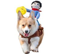 NACOCO Disfraz de Perro de Jinete de Vaquero para Perros, Ropa de Caballero con muñeca y Sombrero para Disfraz de Mascota del día de Halloween(XS)