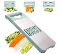 NACOLUS Cortador de mandolina de 6 cuchillas con protector de mano deslizante, picador de verduras, cortador de patatas/cebollas/ajo, rallador de cocina (multicolor) (verde espuma de mar, 3 en 1)