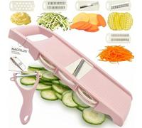 NACOLUS Cortador de mandolina para cocina, cortador de verduras 5 en 1, cortador de verduras, cortador de patatas, cortador de gofres, mandolina de intercambio en caliente con pelador para verduras