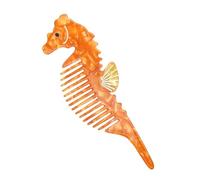 Nacreous - Peine de acetato con diseño de animales marinos para desenredar y peinar suavemente, varios tipos de cabello, peine de acetato de mango largo
