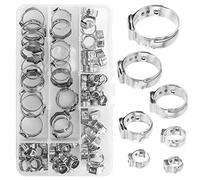 NACTECH 85pcs Abrazadera de Manguera, Metalicas para Tubos 6-21mm, Surtido de Abrazadera de clip de Acero Inoxidable para Fijación Tubería Agua Aire