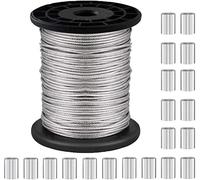 NACTECH Alambre para Colgar Cuadros de Acero Inoxidable 1.5mm Cable Acero Trenzado con 20pcs Manguito de Aluminio Alambre Revestida con Vinilo para Colgar Marco de Imagen Suspensión, 30m